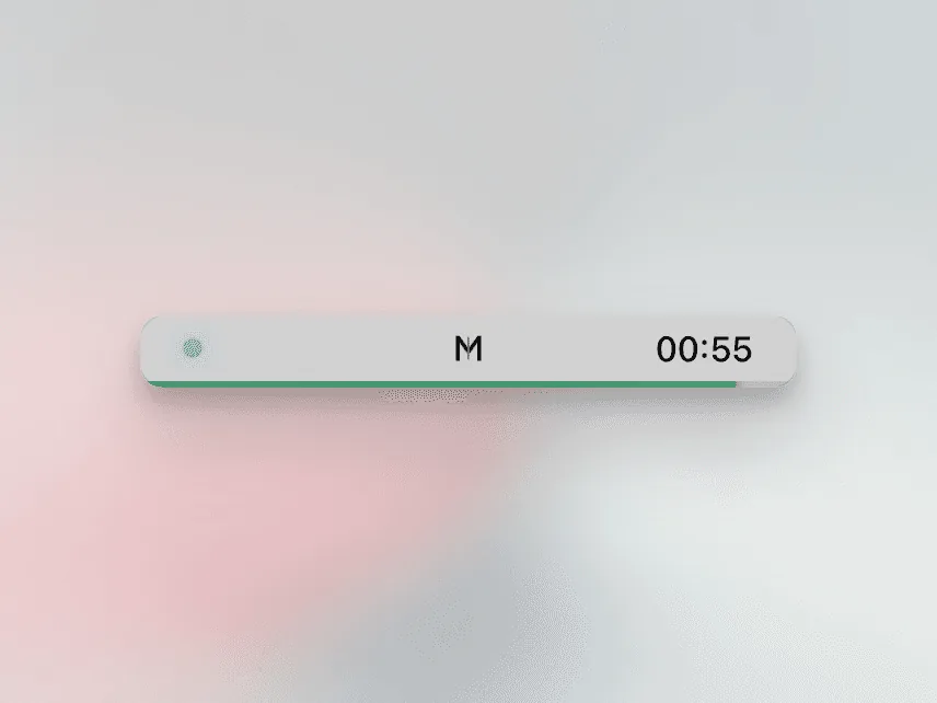 Mirra voice session overlay with a timer